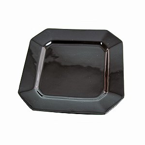 KIT 2 PRATOS RASOS QUADRADO EM CERAMICA PRETO 26,5 X 26,5 X 2,5 CM MESA POSTA