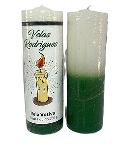 Vela de 7 dias branca e verde 15 cm 260 gr