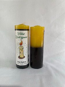 Vela de 7 dias amarelo e preto 15 cm 1 und 260 gr