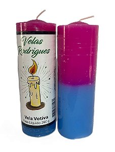 Vela de 7 dias rosa e azul claro 15 cm 260 gr
