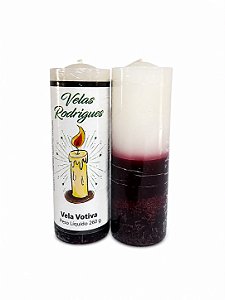 Vela de 7 dias branca e roxo escuro 15 cm 260 gr