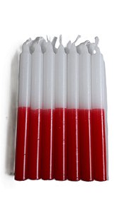 Vela palito Branca e Vermelho 18 cm 1 Kg