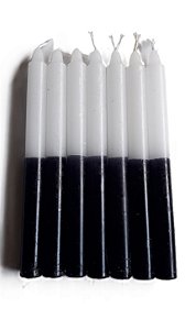 Vela palito Branca e Preto 18 cm 1 Kg