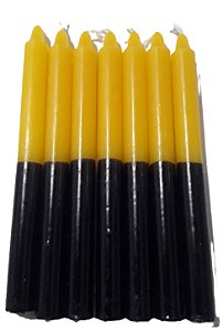 Vela palito amarelo e preto 18 cm Kg