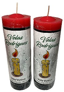 Vela de 7 dias vermelha e preta 15 cm 260 gr