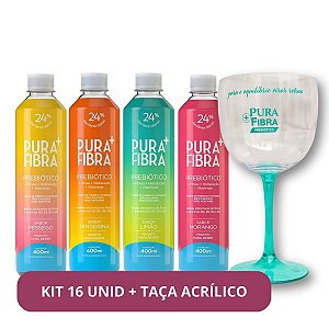 Kit Pura Fibra Sabores Sortidos 16 unidades + Taça Exclusiva