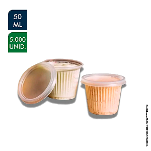 Copo de  50ml com tampa com 5000 unidades de copo e 2kg de tampa