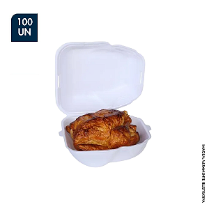 EMBALAGEM DE ISOPOR PARA FRANGO (FRANGUEIRA) BRANCA – PCT C/ 100UN