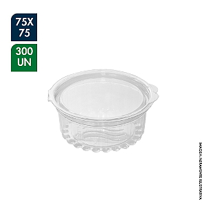 EMBALAGEM REDONDA PET CRISTAL TAMPA ARTICULADA 120ML 75 X 75MM – CX C/ 300UN