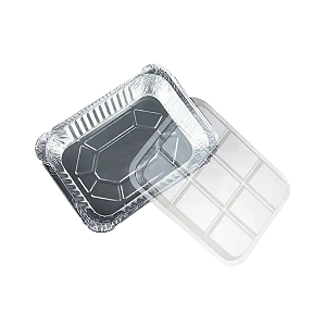 BANDEJA DE ALUMÍNIO 250ML C/ TAMPA TRANSPARENTE PCT C/ 100 UNIDADES