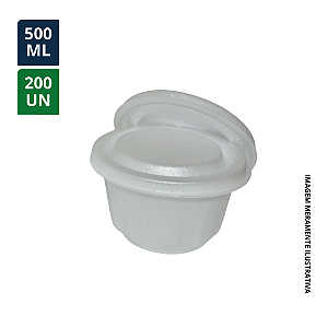 POTE DE ISOPOR (CUMBUCA) TÉRMICA C/ TAMPA 500ML - CX C/ 200UN