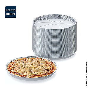 EMBALAGEM DE ALUMÍNIO DESCARTÁVEL PARA PIZZA 20CM COM 100 UNIDADES