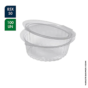 EMBALAGEM REDONDA PET CRISTAL TAMPA ARTICULADA 85X50MM PCT C/ 100UN