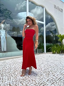 Saia Midi Tricot Modal Denise Vermelha