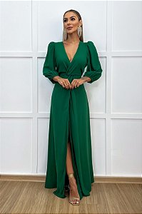 Vestido Longo Fenda Lilian Verde