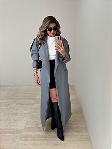 Casaco Trench Coat Dinamarca Cinza