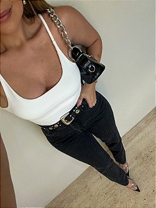 Regata Alcinha Cropped Americana Canelada Off White