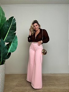 Calça Jeans  Loose Rosa Bisne Farm