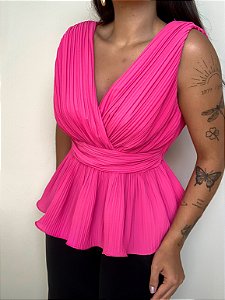 Blusa Peplum Plissada Antônia Rosa