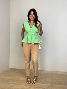 Blusa Peplum Plissada Antônia Verde