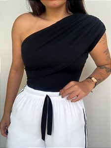 Blusa Nula Manga Nati Preta