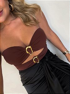 Body Marrom Taíba Fivela Dourada