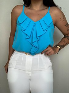 Bata Boho Babados Lily Azul