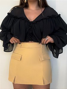 Short Saia Alfaiataria Gisela Bege