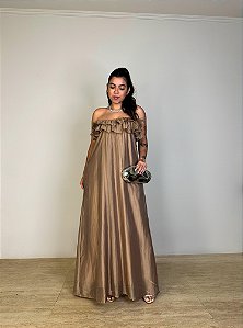 Vestido Longo Helena Bege