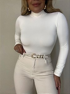 Cinto Couro Fino Off White