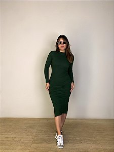 Vestido Midi Canelado Kira Verde