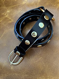 Cinto Couro Tachas Preto
