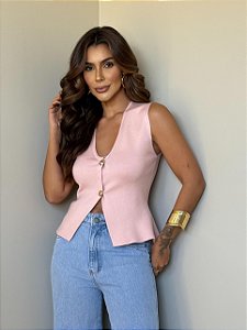 Blusa Colete Malu Rosa Claro
