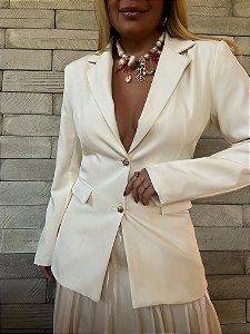 Maxi Blazer Alfaiataria Helena Creme