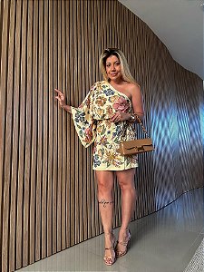 Vestido Curto Ombro Só Estampado Maira Lenço Farm