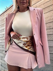 Maxi Blazer Alfaiataria Helena Rosa Claro