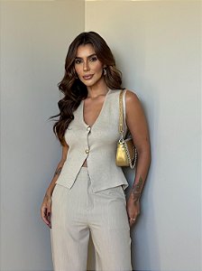 Blusa Colete Malu Bege Areia