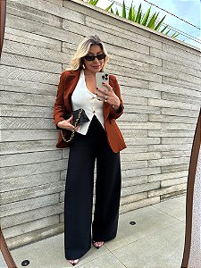 Calça Alfaiataria Wide Leg Bia Preta