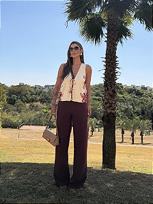 Calça Alfaiataria Wide Leg Bia Vermelho Bordô