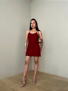 Slip Dress Curto Dora Vermelho Bordô