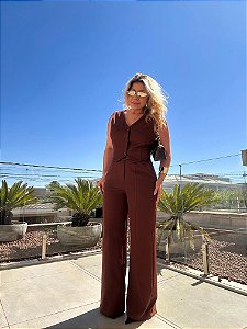 Conjunto Alfaiataria Isabela Marrom Escuro
