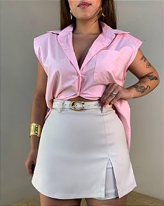Short Saia Alfaiataria Helena Bege