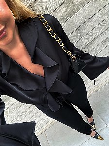 Camisa Babados Chloe Preta