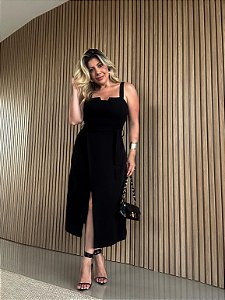 Vestido Midi Alfaiataria Teresa Preto
