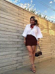 Short Saia Alfaiataria Marrom