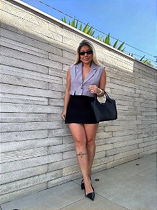 Short Saia Alfaiataria Dora Preto