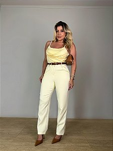 Calça Alfaiataria Teresa Amarelo Manteiga
