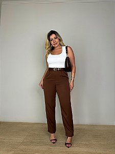 Calça Alfaiataria Teresa Marrom