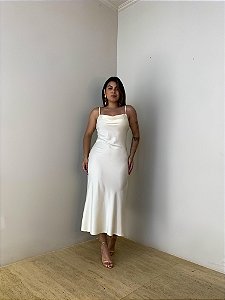 Slip Dress Midi Jane Champanhe