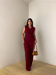 Conjunto Alfaiataria Bela Vermelho Bordô